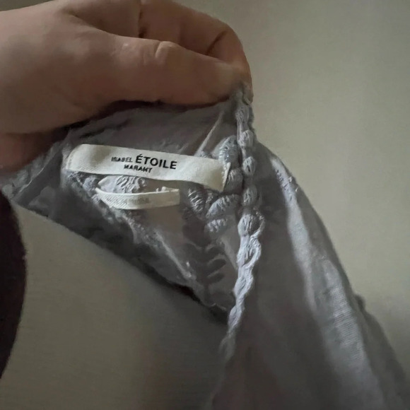 Isabel Marant Etoile Alea Ruffled Blouse in Light Blue Grey Cotton, size 34 - Picture 3 of 8